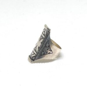 Handmade Sterling Silver Berber Ring: Tribal Yaz Symbol, Size 8
