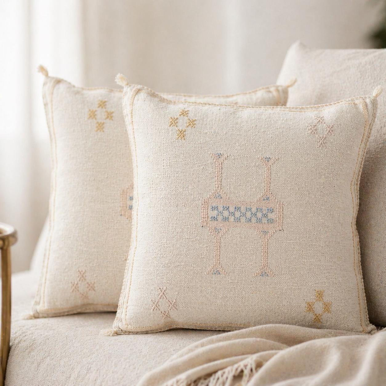 Berber Beige Cactus Silk Cover 20x20 Sabra Pillow