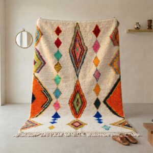 Azilal Diamond Chain Rug, Rainbow Wool Carpet, Hand Knotted Berber Shag (Custom)