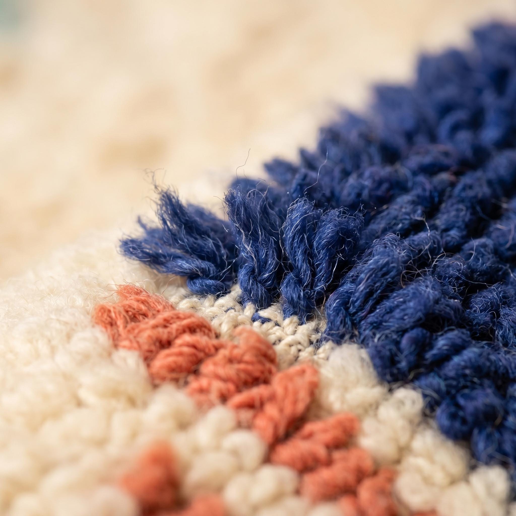 Boujaad Rug 8x5 ft - Ivory Blue Teal Wool Rug - One of a Kind Art Rug - Rare Abstract Berber Carpet - Collector Boho Rug