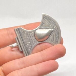 Antique Tuareg Cross Pendant: Silver Ebony African Amulet Pendant Necklace