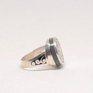 Engraved Ebony & Sterling Silver Tuareg Ring: Berber Tribal Jewelry