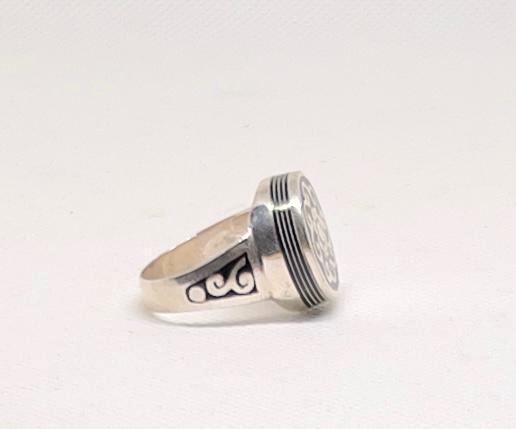 Engraved Ebony & Sterling Silver Tuareg Ring: Berber Tribal Jewelry