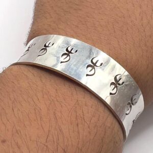 Yaz Z Sterling Silver Berber Symbol Tifinagh Bangle Bracelet: Handmade Amazigh Tribal Bangle