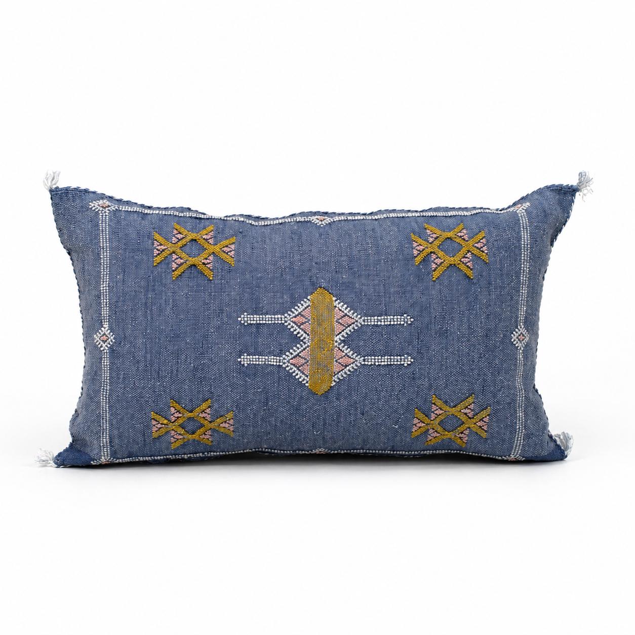 Amazigh Cactus Silk Cover 12x20 Handmade Lumbar Pillow
