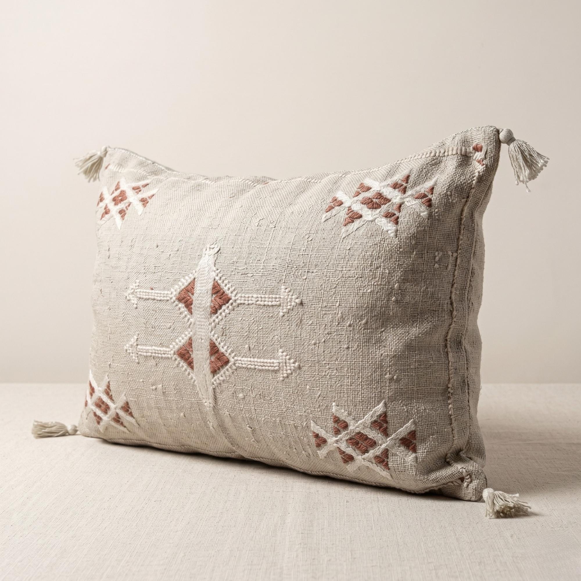 Amazigh Cactus Silk Cover 12x20 Handmade Lumbar Pillow