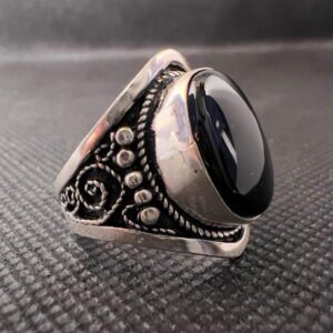 Berber Sterling Silver Ring: Black Onyx, Handmade Tribal Jewelry