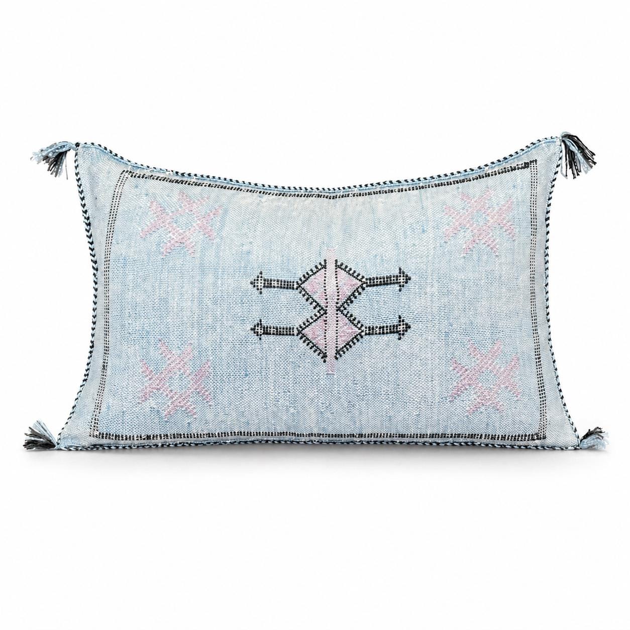Amazigh Cactus Silk Cover 12x20 Handmade Lumbar Pillow