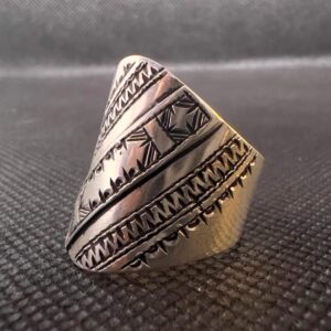 Handmade Sterling Silver Berber Ring: Tribal Engraved Jewelry, Size 8-8.5