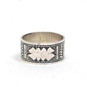 Handmade Sterling Silver Tuareg Cross Ring: Engraved Berber Ethnic Tribal Jewelry