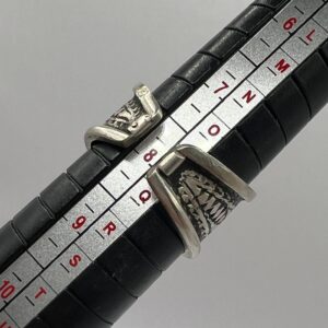 Sterling Silver Amazigh Ring - Hand-Engraved Berber Tribal Band (Size 57 FR / 8 US)
