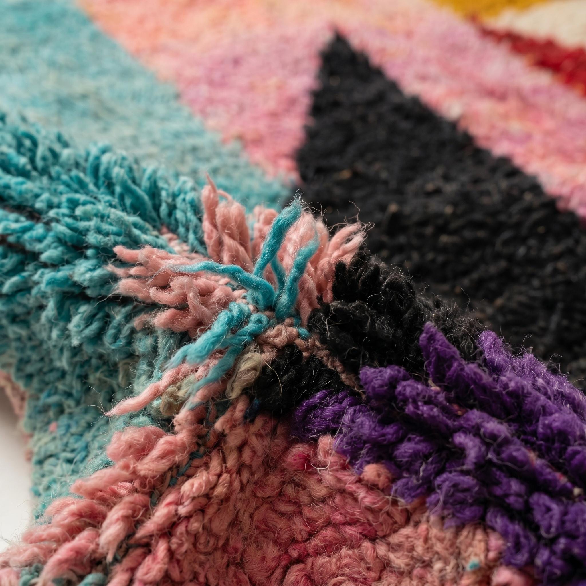 Boujaad Rug - Multicolor Geometric Triangle Wool Rug - Handmade Color Block Rug - 8x5 Bold Boho Area Rug - One of a Kind Berber rug