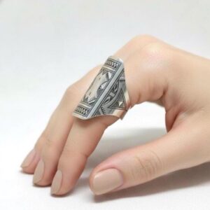 Handmade Berber Sterling Silver Ring: Engraved Boho Tribal Jewelry, Size 8