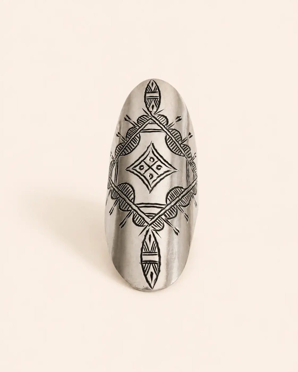 Amazigh Silver Ring – Tighri Geometric Shield Design