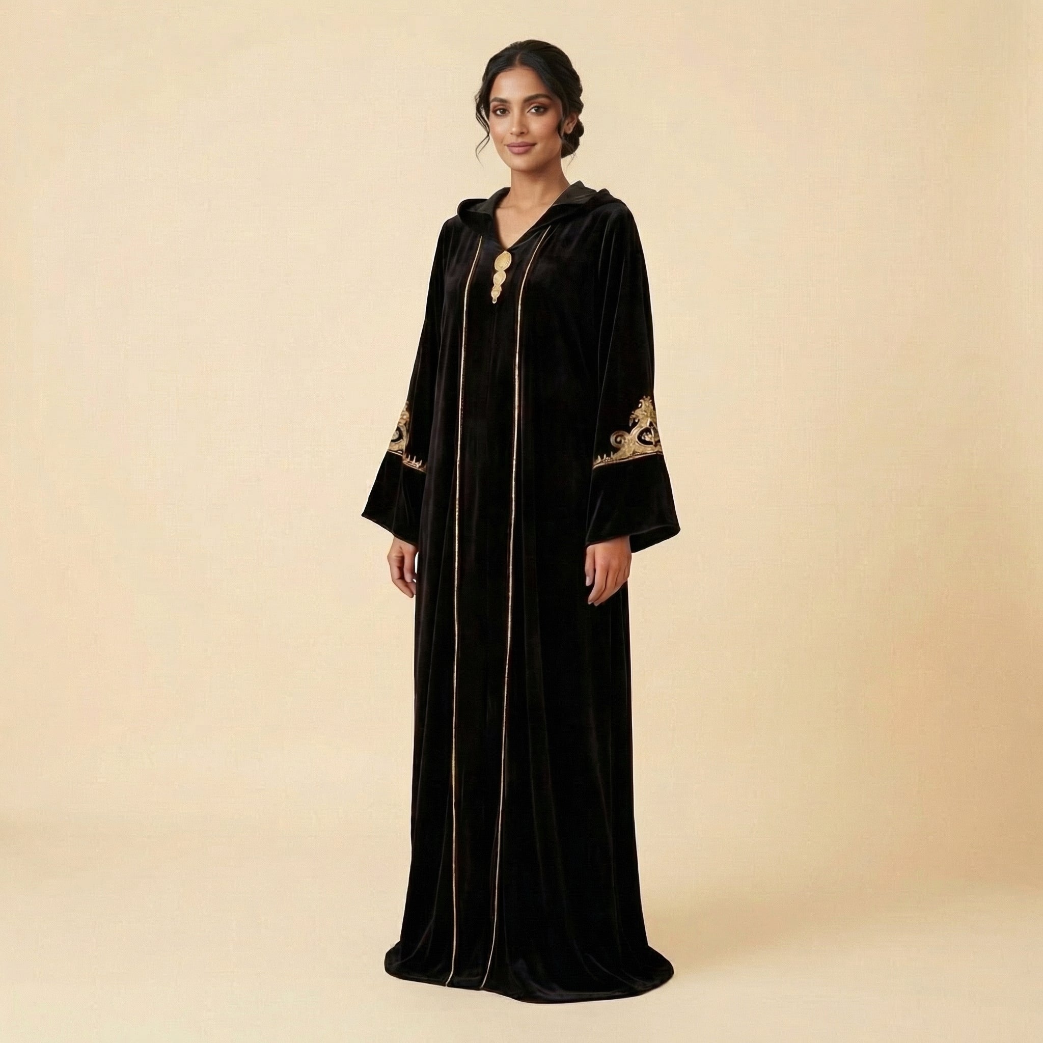 Velvet Djellaba - Berber Black Occasion Wear