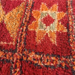 Vintage Rug 5x4 ft - Red Tribal Wool Rug - Antique Berber Carpet - Boho Living Room Rug - Rehamna Area Rug - One of a Kind