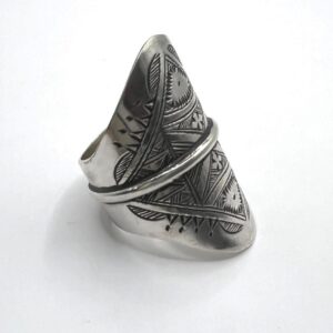 Tuareg Sterling Silver Ring: Berber Tribal Boho Ethnic Jewelry (Size 11)