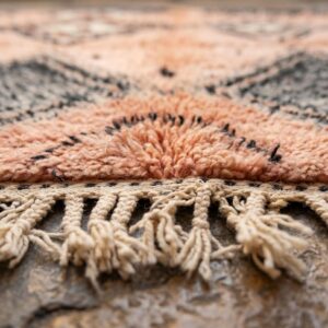 Blush Pink Rug, Beni Ourain Diamond Shag Carpet, Boho Berber Wool Handmade