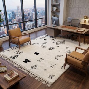Berber Cream & Black Azilal Rug