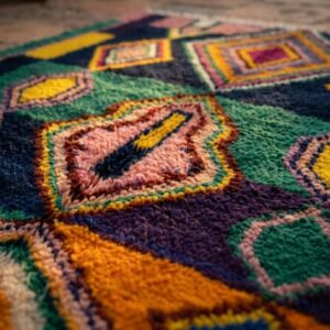 Hand-Knotted Wool Shag Rug, Jewel Tone Amazigh Beni Ourain Carpet