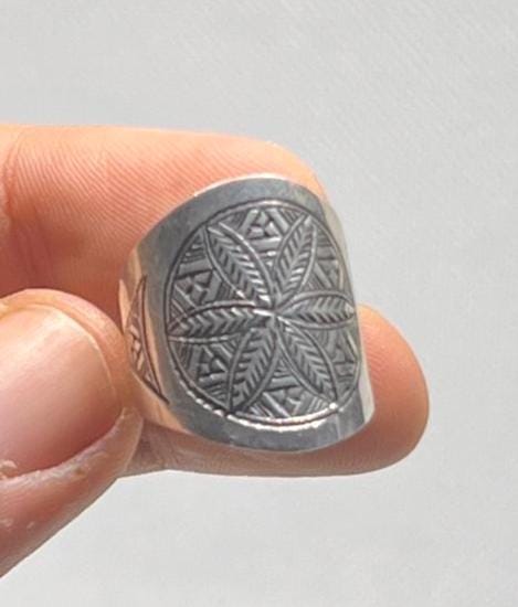 Berber Sterling Silver Ring: Handmade Engraved Tribal Jewelry, 925 Marijuana