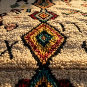 Plush Beni Ourain Wool Rug, Multicolor Berber Tribal Carpet, Boho Living Room Area Rug