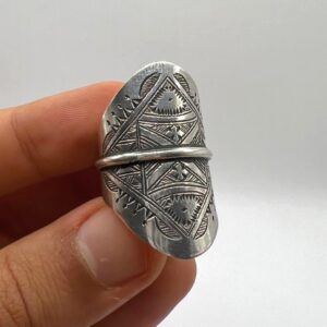 Tuareg Sterling Silver Ring: Berber Tribal Boho Ethnic Jewelry (Size 11)