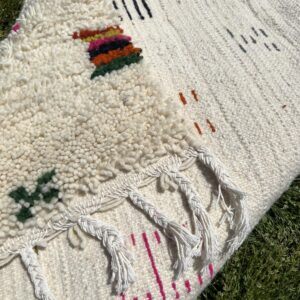 Azilal Rug - Ivory Pixel Art Wool Rug - Handmade Symbol Rug - Fun Boho Area Rug - Colorful Berber Carpet - Multiple Sizes