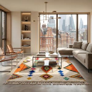 Azilal Diamond Chain Rug, Rainbow Wool Carpet, Hand Knotted Berber Shag (Custom)