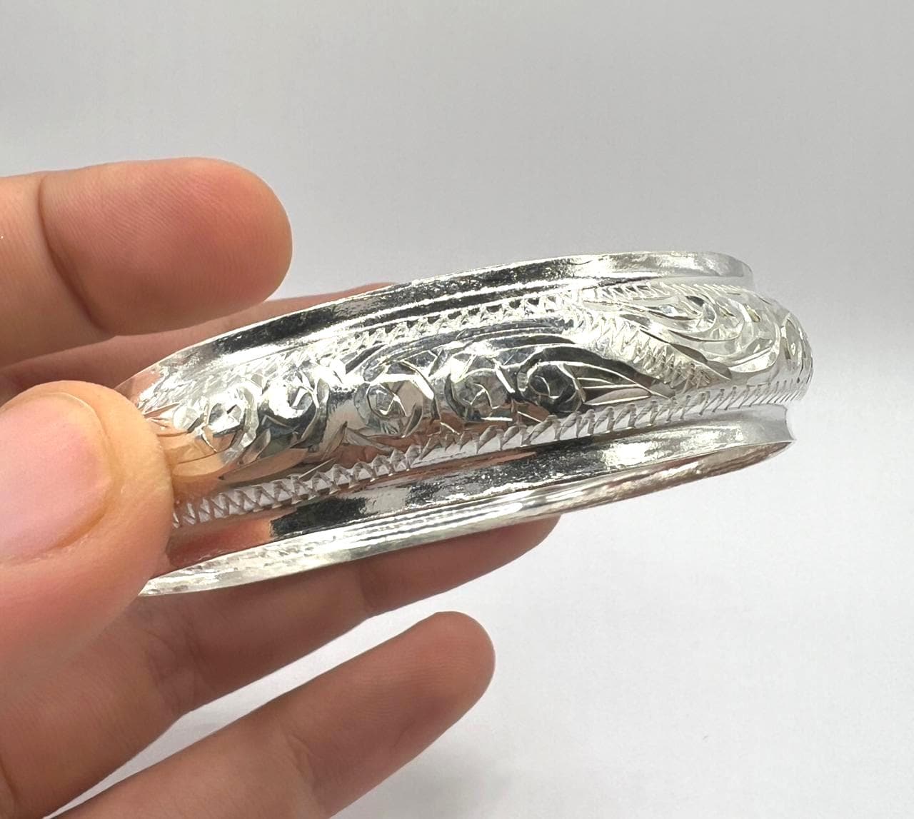 Cuff Silver Bracelet Handmade Berber Tribal Bangle Ethnic African Tuareg Engraved Simple Sterling