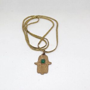 Brass Gold Hamsa Hand Necklace: Evil Eye Protection, Amazigh Jewelry