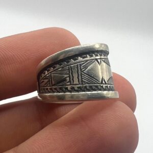 Tuareg Sterling Silver Amazigh Ring - Ethnic Engraved Berber Tribal African Boho (Size 56 FR)