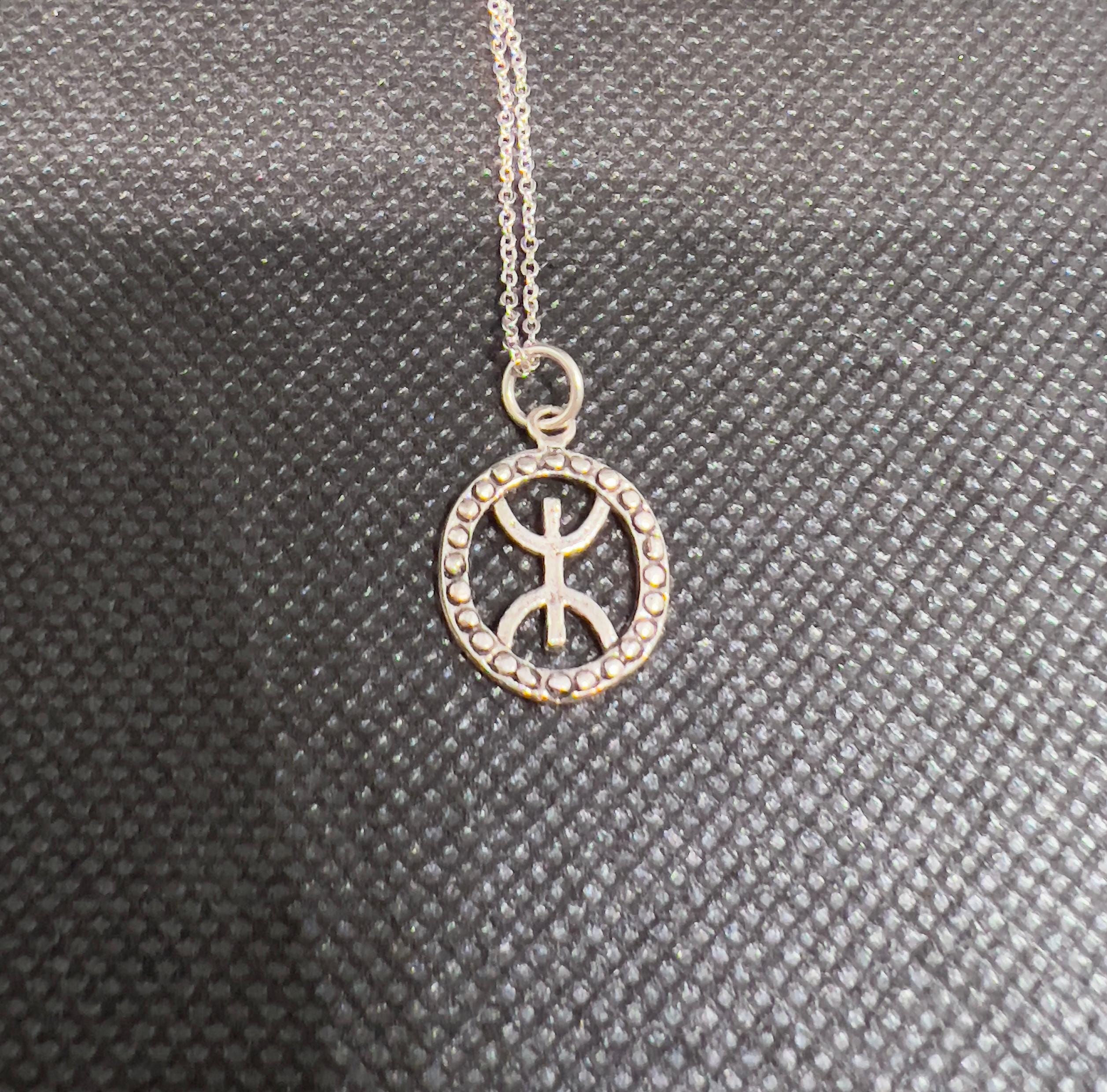 Amazigh Berber Sterling Silver Pendant Necklace: Kabyle Tuareg Symbol Jewelry