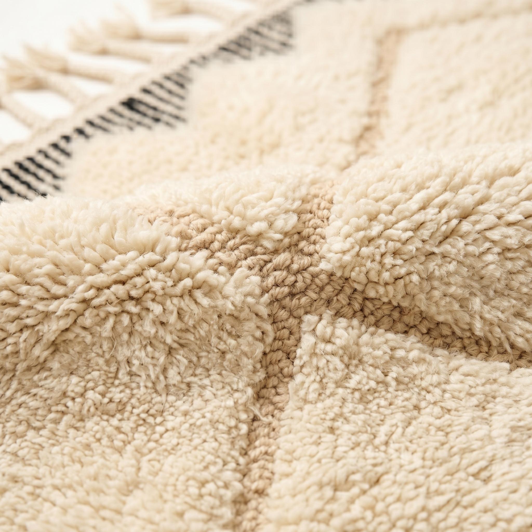 Beni Ourain Rug - Ivory Black Wool Rug - Handmade Diamond Lattice Rug - Minimalist Area Rug - Berber Carpet - Multiple Sizes