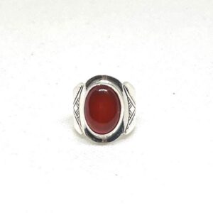 Tuareg Handmade Sterling Silver Carnelian Ring: Berber Tribal Jewelry, Size 8 US