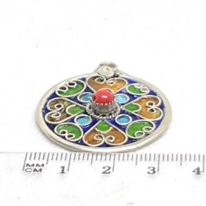 Kabyle Enamel Sterling Silver Pendant: Amazigh Berber Coral Pendant