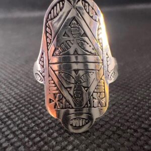 Handmade Sterling Silver Hamsa Ring: Berber Engraved Tribal Jewelry