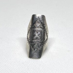 Vintage Engraved Sterling Silver Berber Ring: Tribal Jewelry, Size 8 US