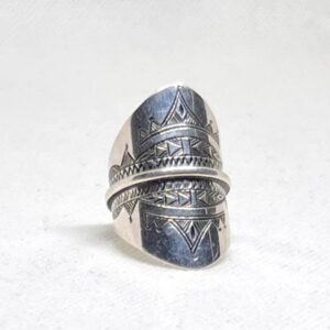 Handmade Engraved Sterling Silver Berber Ring: Tribal Bohemian Jewelry