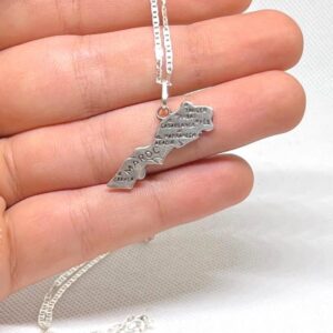 Handmade Map Pendant Necklace in Sterling Silver 925 : Berber Jewelry