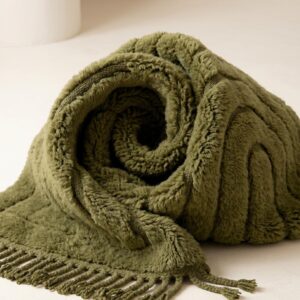 Mrirt Rug - Olive Green Luxury Wool Rug - Handmade Labyrinth Carved Rug - Ultra Plush Area Rug - Berber Carpet - Multiple Sizes