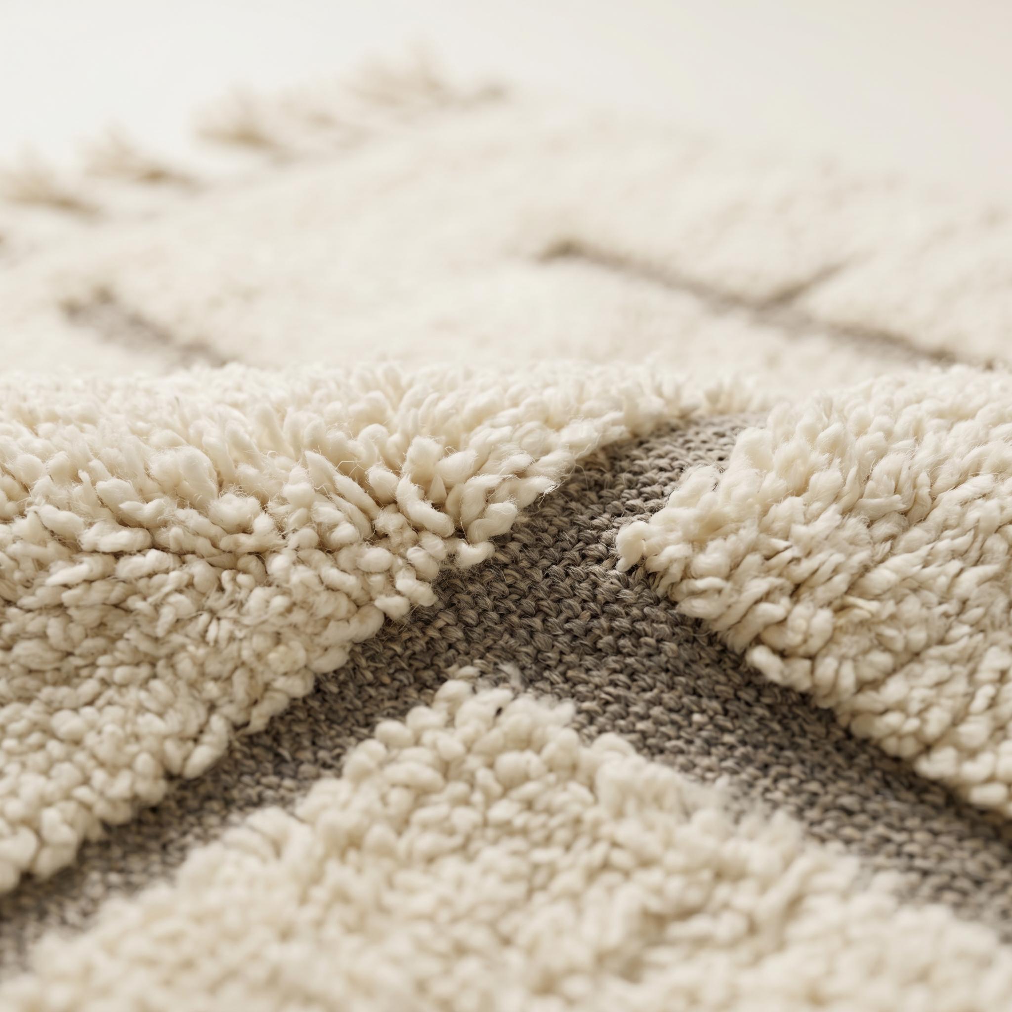 Beni Ourain Rug - Ivory Grey Wool Rug - Handmade Striped Rug - Japandi Area Rug - Minimalist Berber Carpet - Multiple Sizes