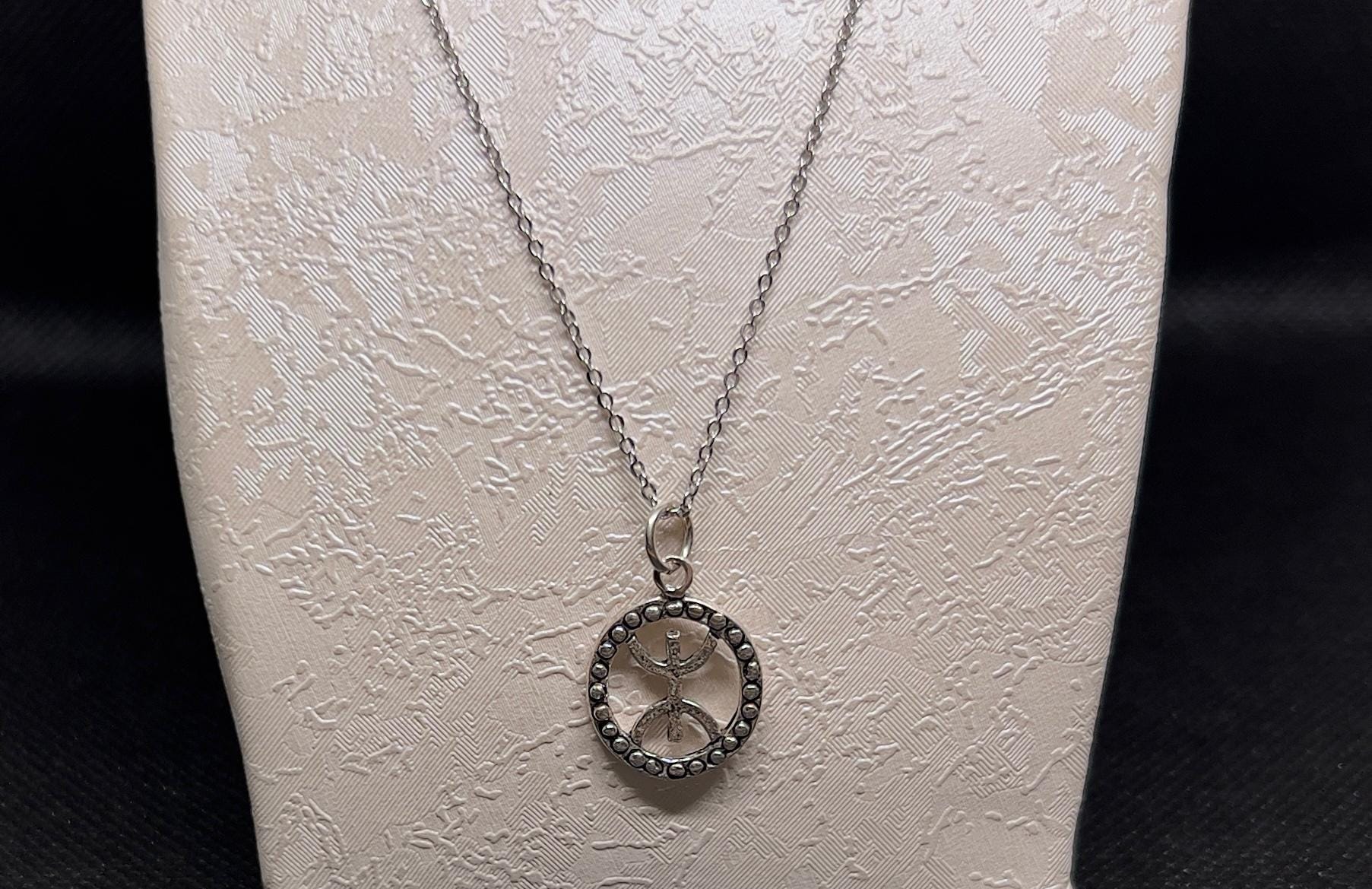 Amazigh Berber Sterling Silver Pendant Necklace: Kabyle Tuareg Symbol Jewelry