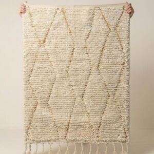 Beni Ourain Rug - Ivory Gold Wool Rug - Handmade Diamond Rug - Neutral Boho Area Rug - Berber Carpet - Multiple Sizes