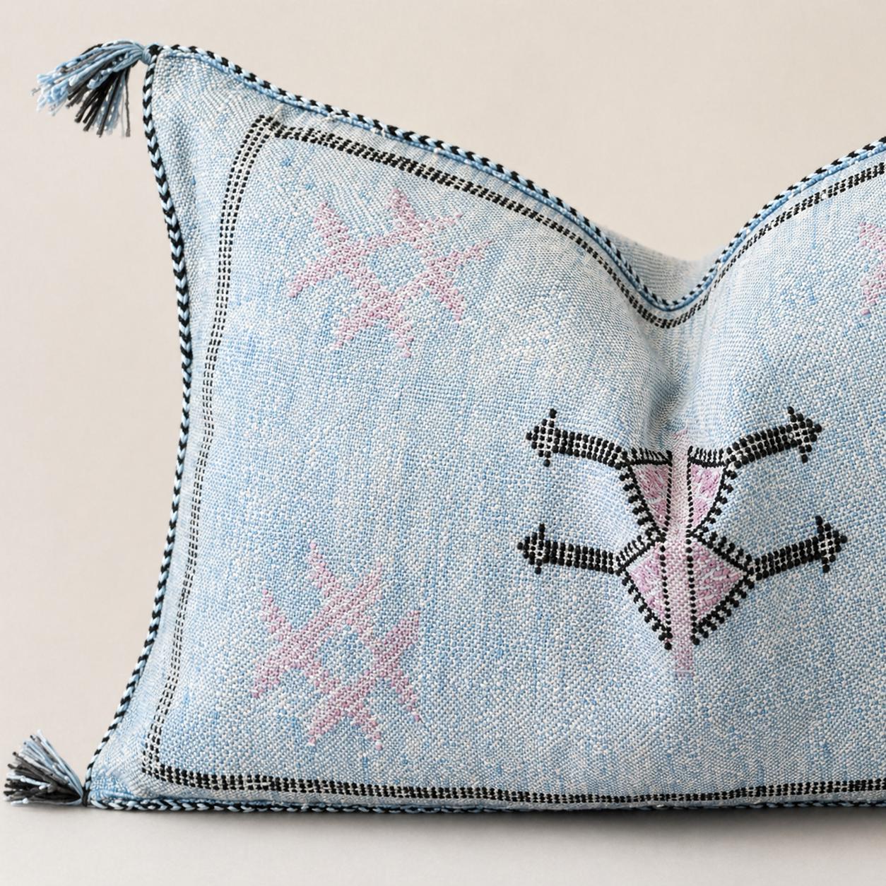 Amazigh Cactus Silk Cover 12x20 Handmade Lumbar Pillow