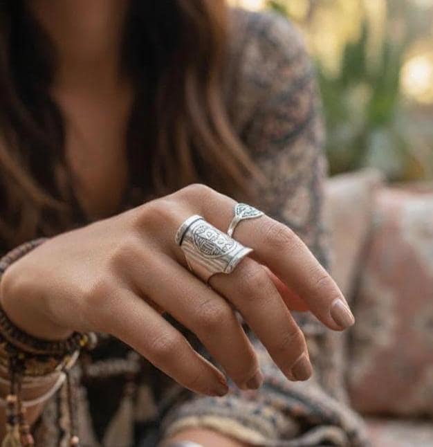 Handmade Berber Sterling Silver Ring: Tribal Ethnic Boho Jewelry