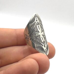 Handmade Sterling Silver Tuareg Ring: Vintage Berber Cross Tribal Jewelry (Size 56 FR / 7.5 US )