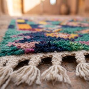 Hand-Knotted Wool Shag Rug, Jewel Tone Amazigh Beni Ourain Carpet