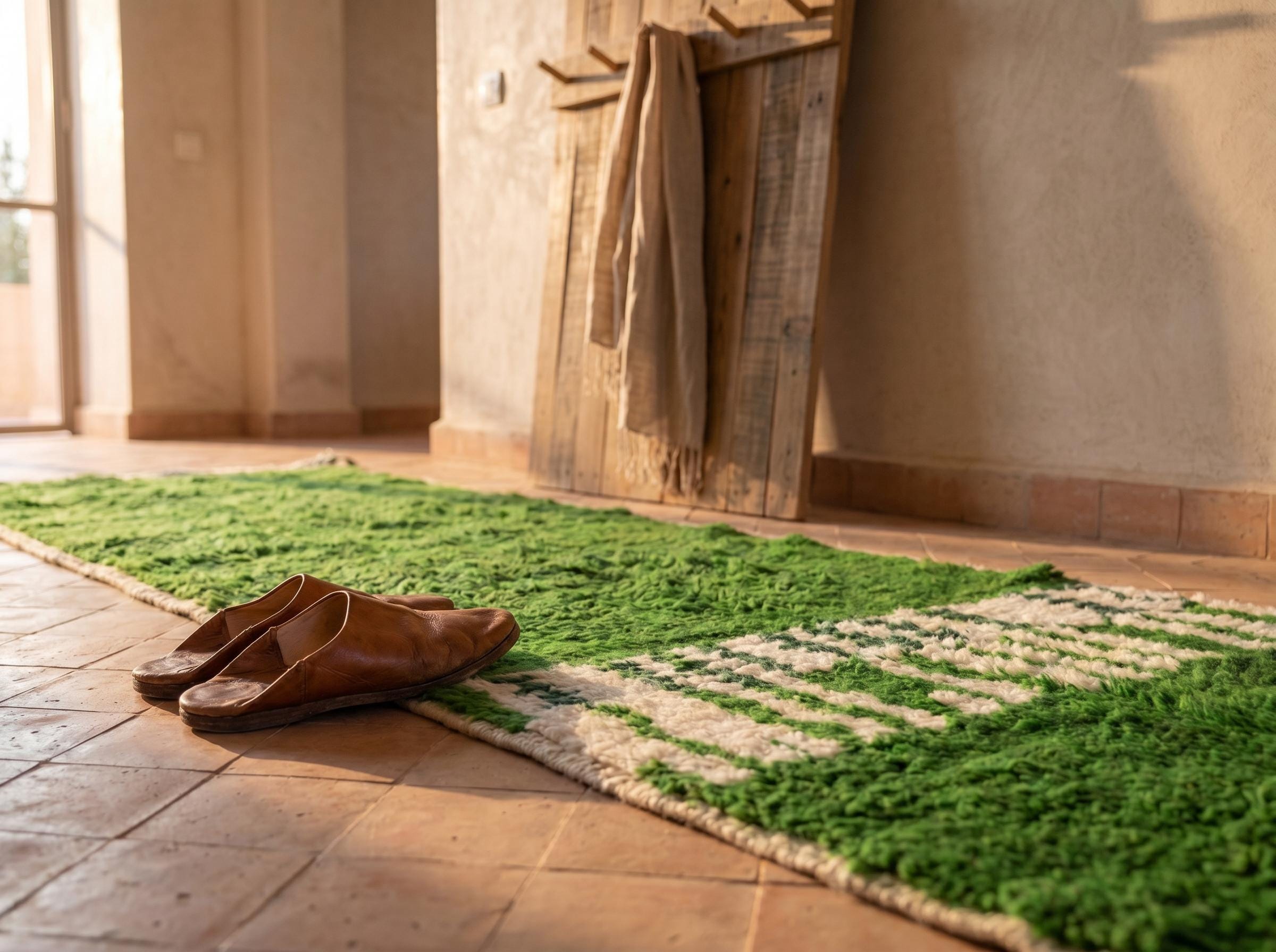 Berber Green Hallway Rug