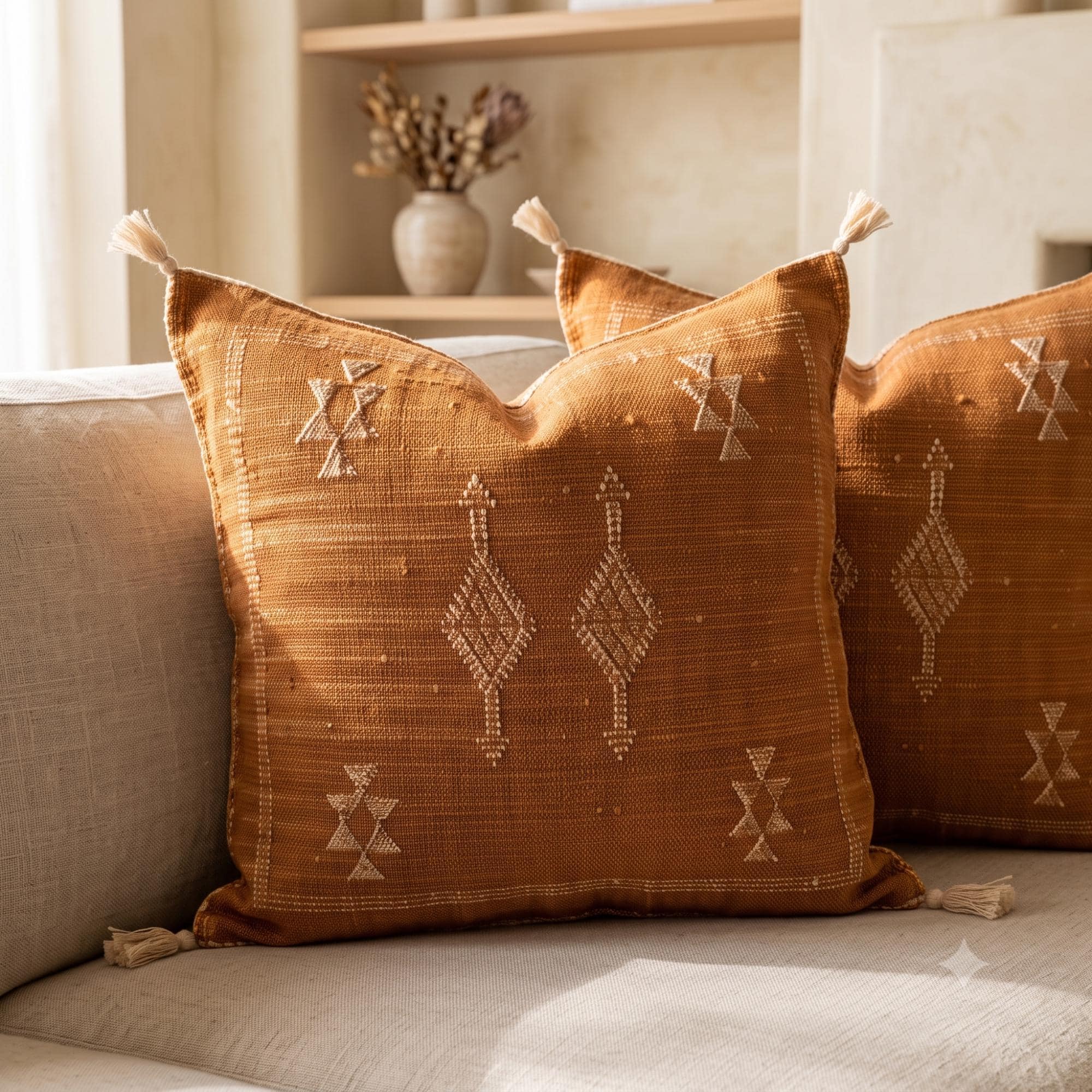 Berber Cactus Silk Handmade Sabra Cushion Cover Pillow